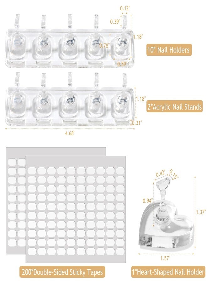 Furtherpretty Non-Magnetic Acrylic Nail Stand for Press-Ons, Cat Eye Nail Art Practice & Display Stand, Fake Nail Holder for Painting with Double-Sided Sticky Tape, Manicure Beginner & Salon Supplies - Image 2